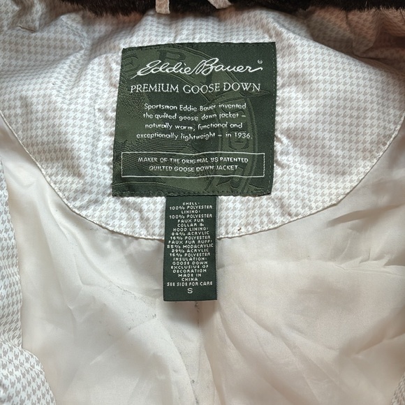 ❄️Goose DOWN Eddie Bauer Women’s Vest Fur Collar Removable Hood Small Puffer - Picture 8 of 13